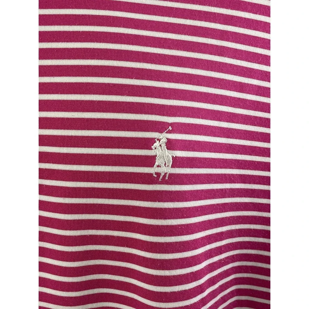 VINTAGE Polo Golf Ralph Lauren Polo Shirt Mens Large Pink Striped S/S HAZELTINE